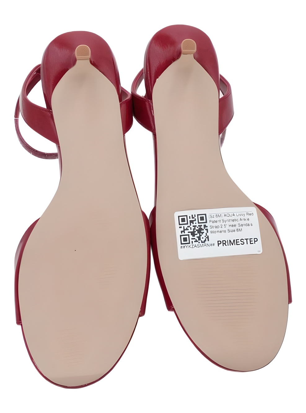 AQUA Livvy Red Patent Synthetic Ankle Strap 2.5" Heel Sandals Size 8M - Picture 6 of 6